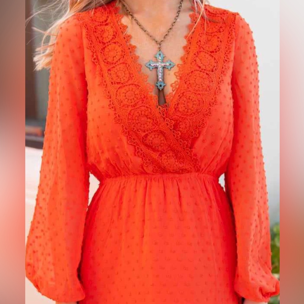 Southern Fried Chics This One’s For The Ladies Rust Long Sleeve Dress - Picture 2 of 5